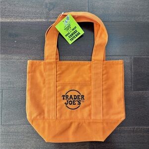 NWT Trader Joe's Orange Canvas Mini Tote Bag